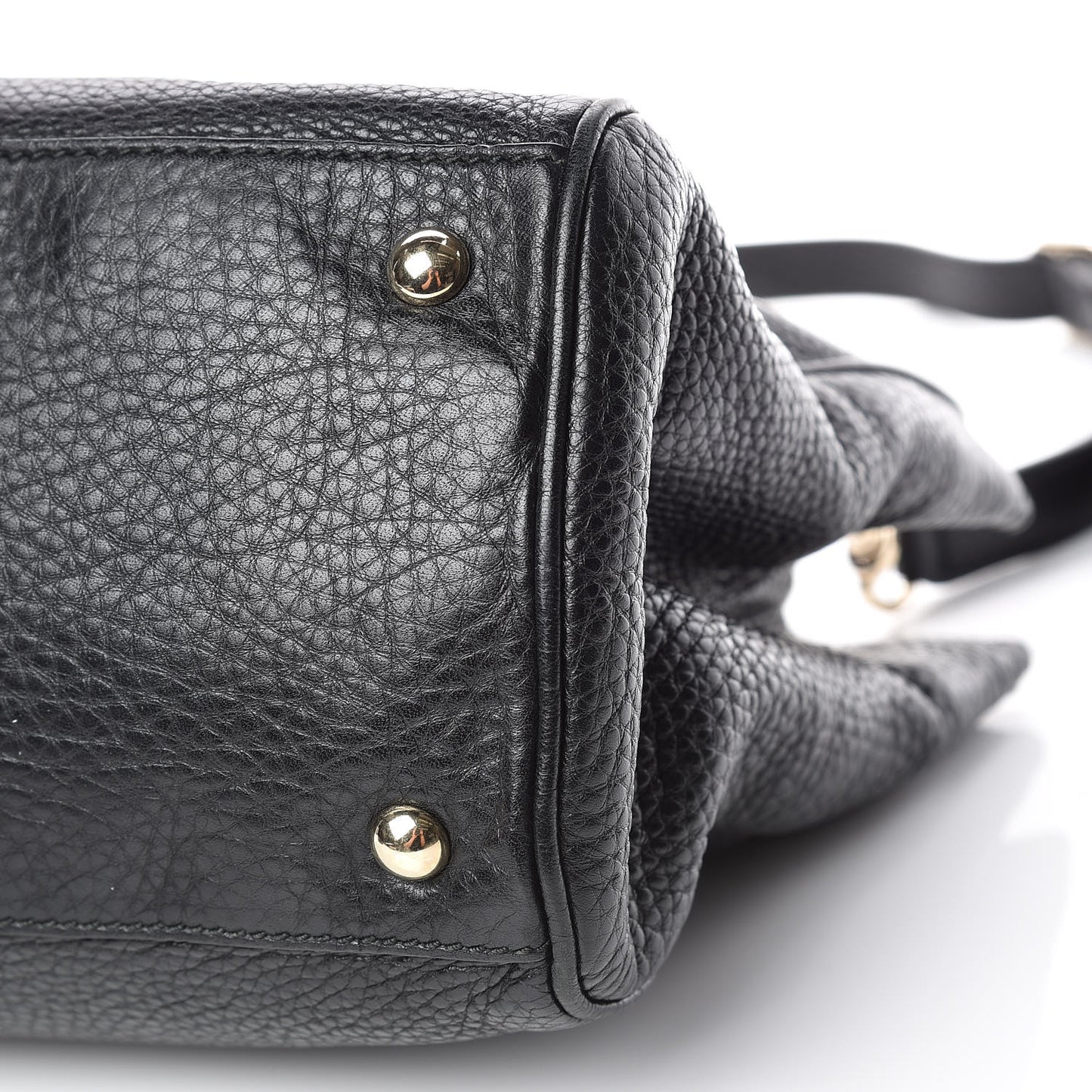 Pebbled Calfskin Medium Bamboo Shopper Tote Black