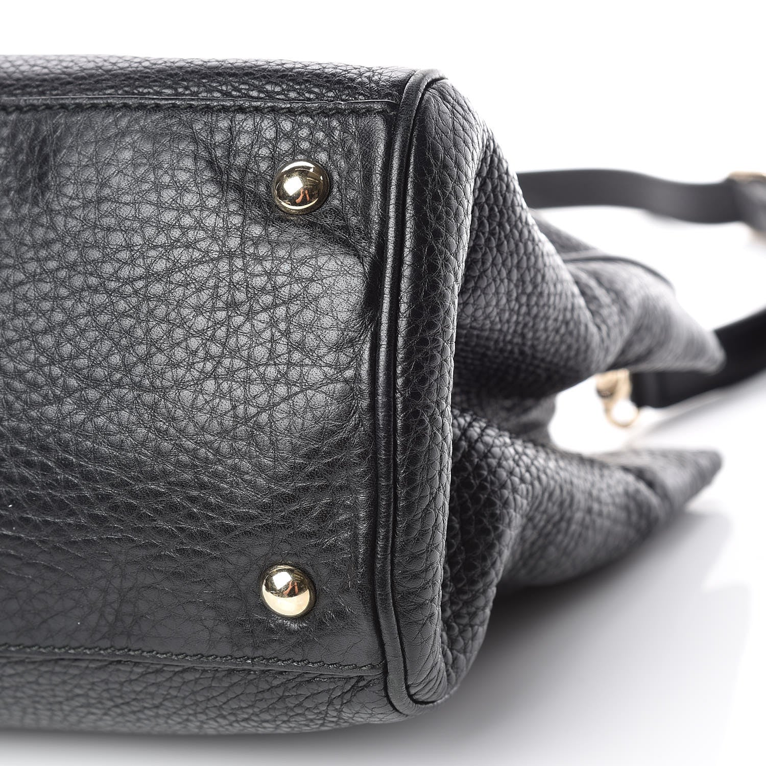 Gucci Pebbled Calfskin Medium Bamboo Shopper Tote Black 6 of 11