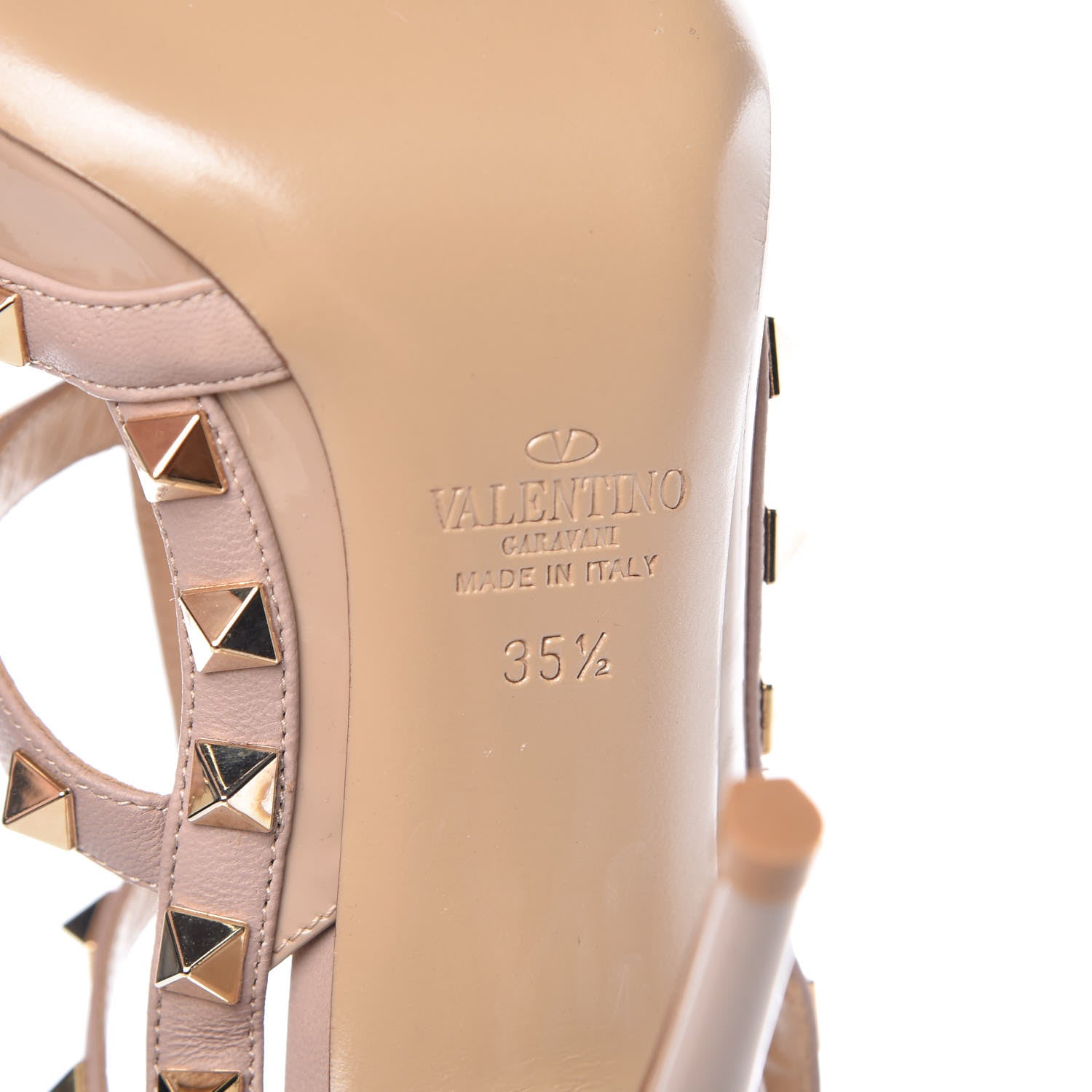 Valentino Garavani Patent Rockstud Ankle Strap Pumps 35.5 Poudre 6 of 7
