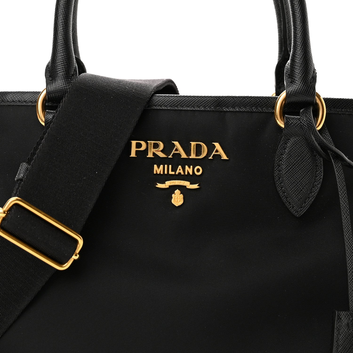 Prada Tessuto Nylon Saffiano Small Tote Black 7 of 9