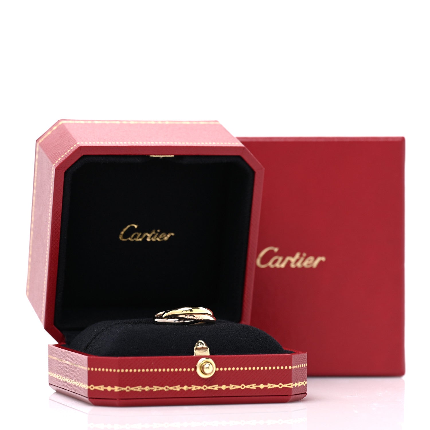 Cartier 18K Pink Yellow White Gold Small Trinity Ring 45 3.25 5 of 5