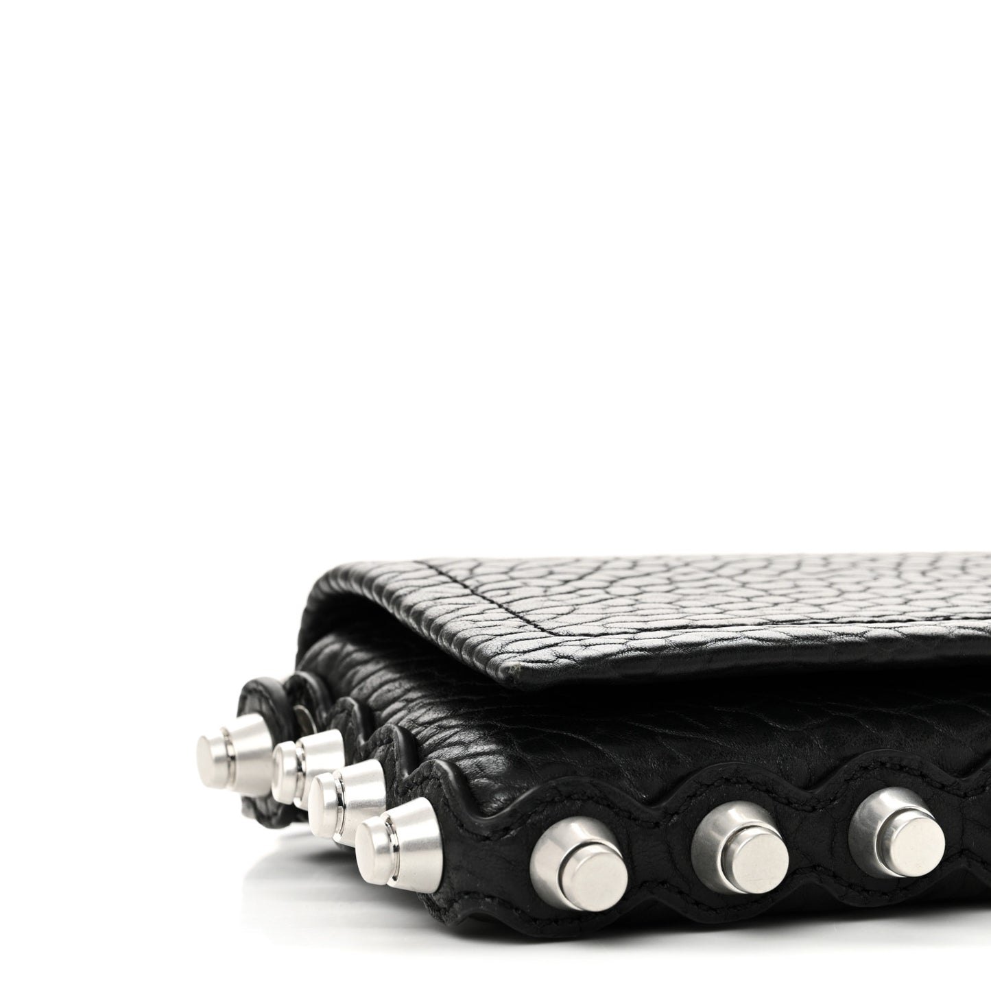 Pebbled Lambskin Studded Roz Shoulder Bag Black