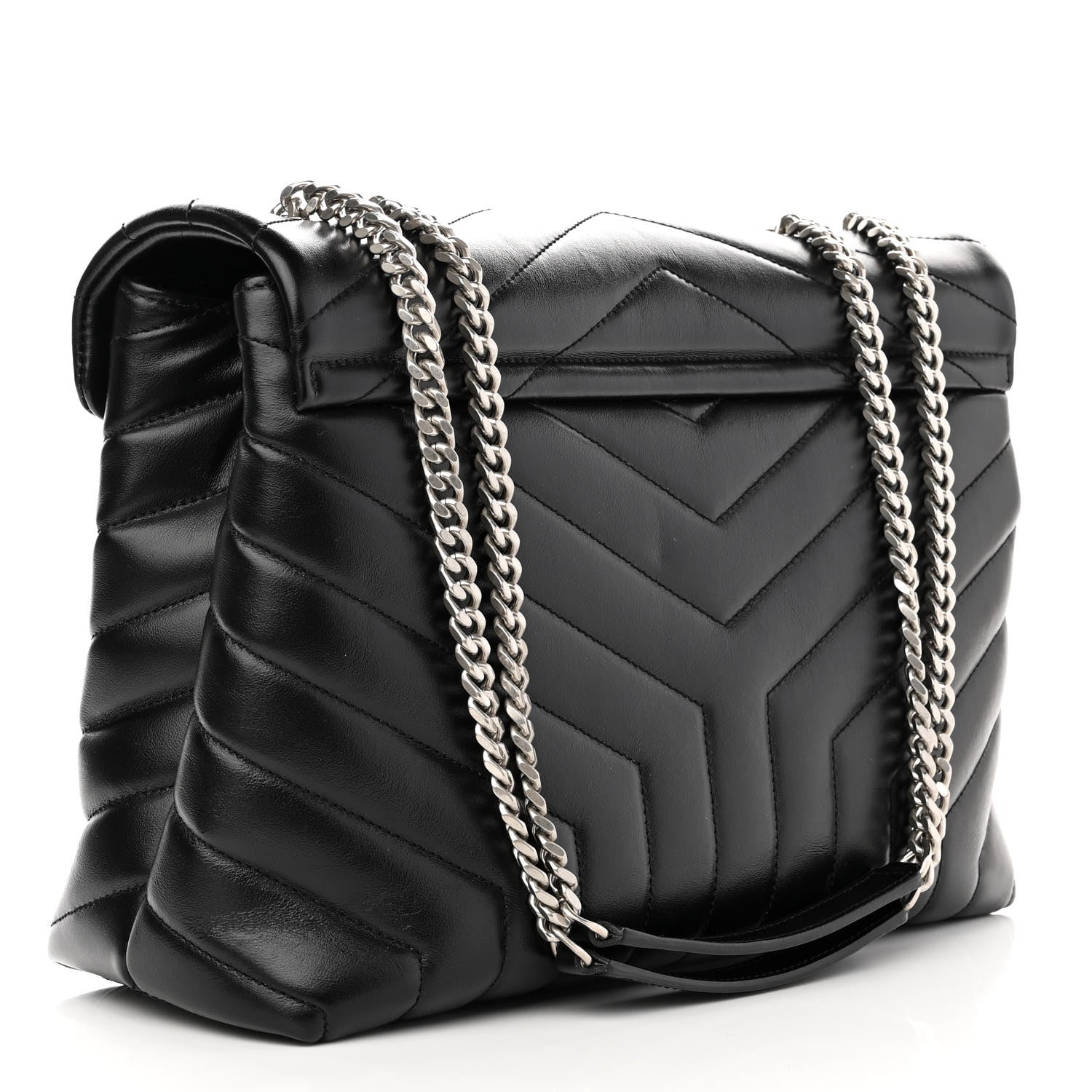 Saint Laurent Calfskin Y Quilted Monogram Medium Loulou Chain Satchel Black 3 of 9