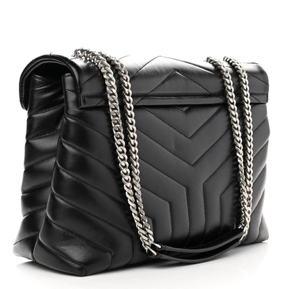Saint Laurent Calfskin Y Quilted Monogram Medium Loulou Chain Satchel Black 3 of 9