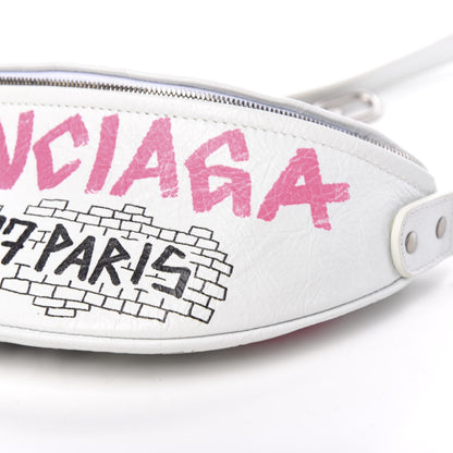 Balenciaga Agneau Arena Graffiti All Over XXS Souvenir Belt Bag White Multicolor 8 of 9