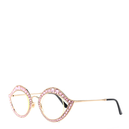 Gucci Metal Crystal Cat Eye Sunglasses GG0046S Pink 1 of 6