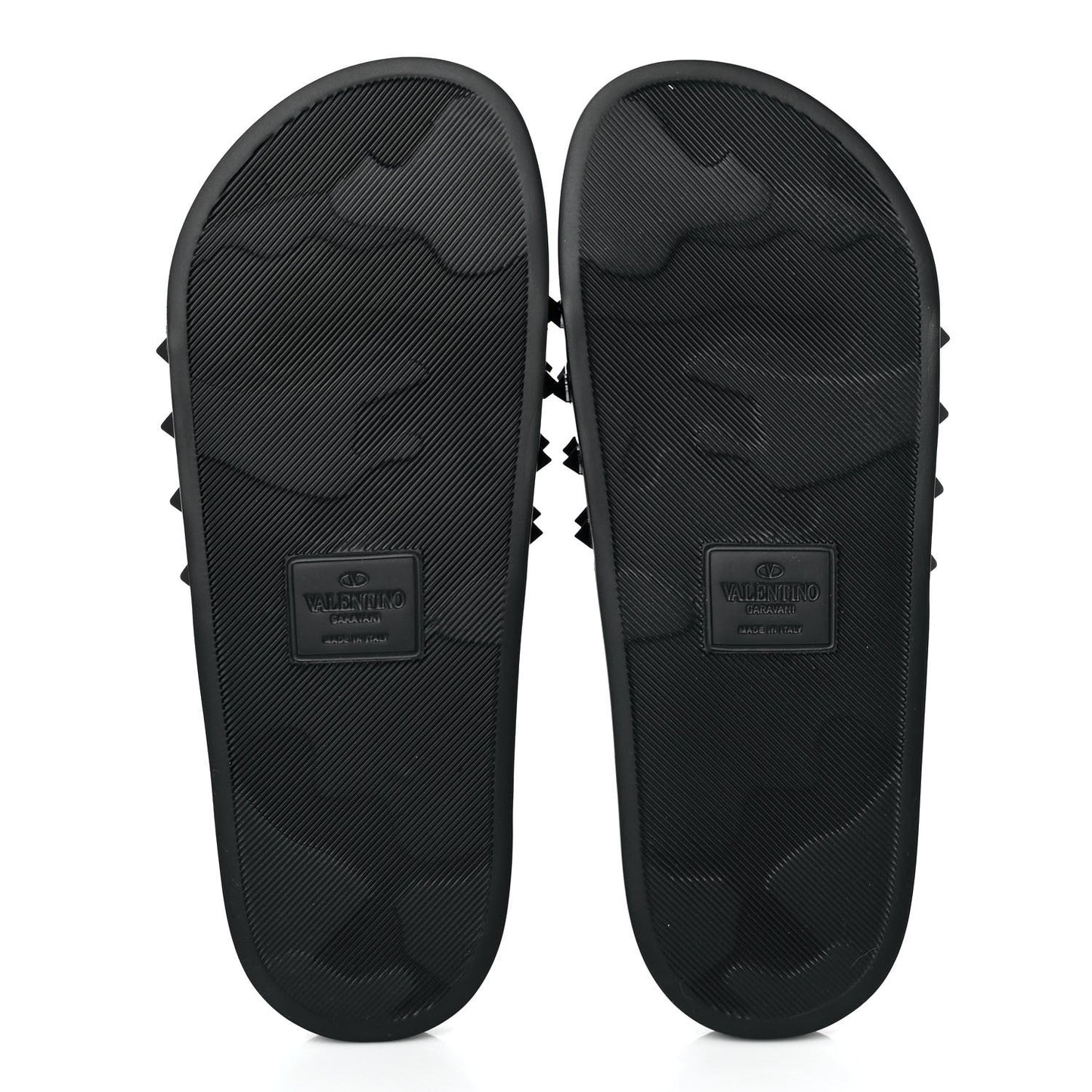 Patent Rubber Mens Rockstud VLogo Slide Sandals 41 Black