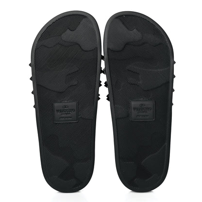Valentino Garavani Patent Rubber Mens Rockstud VLogo Slide Sandals 41 Black 5 of 7