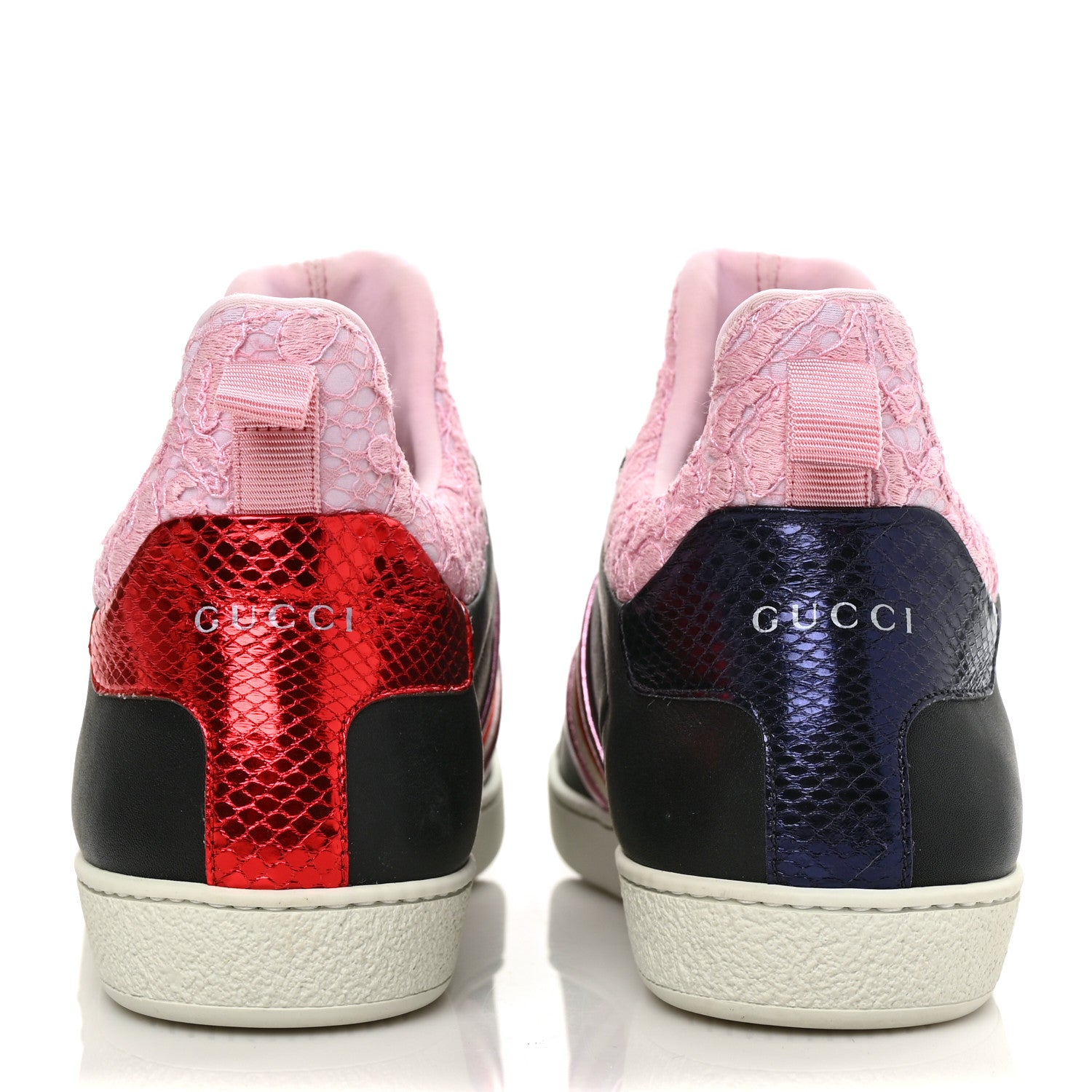 Gucci Calfskin Lace Ayers Sylvie Web Womens New Ace High Top Sneakers 39.5 Black 5 of 8