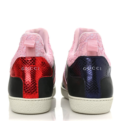 Gucci Calfskin Lace Ayers Sylvie Web Womens New Ace High Top Sneakers 39.5 Black 5 of 8