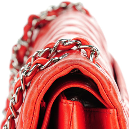 Chanel Lambskin Quilted Jumbo Double Flap Red 9 of 11