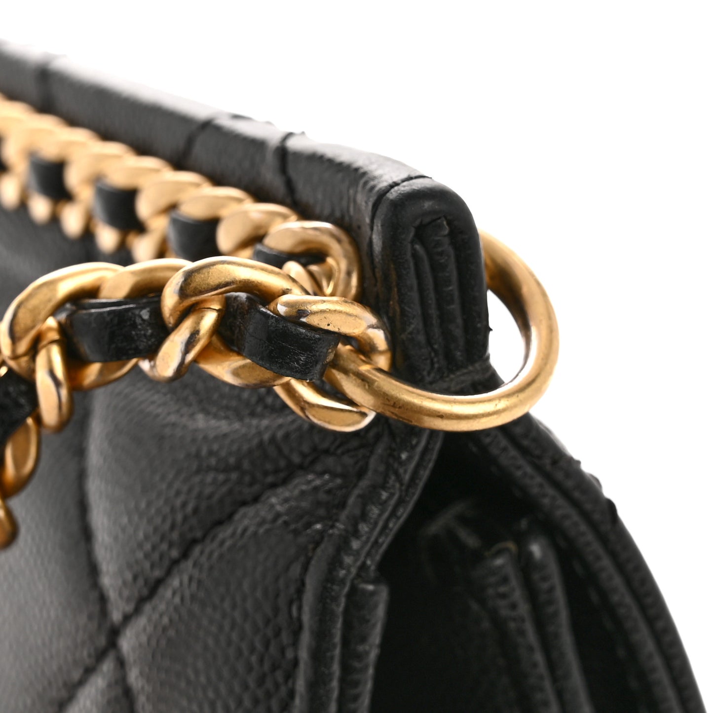 Caviar Quilted Chain Frame Flap Black