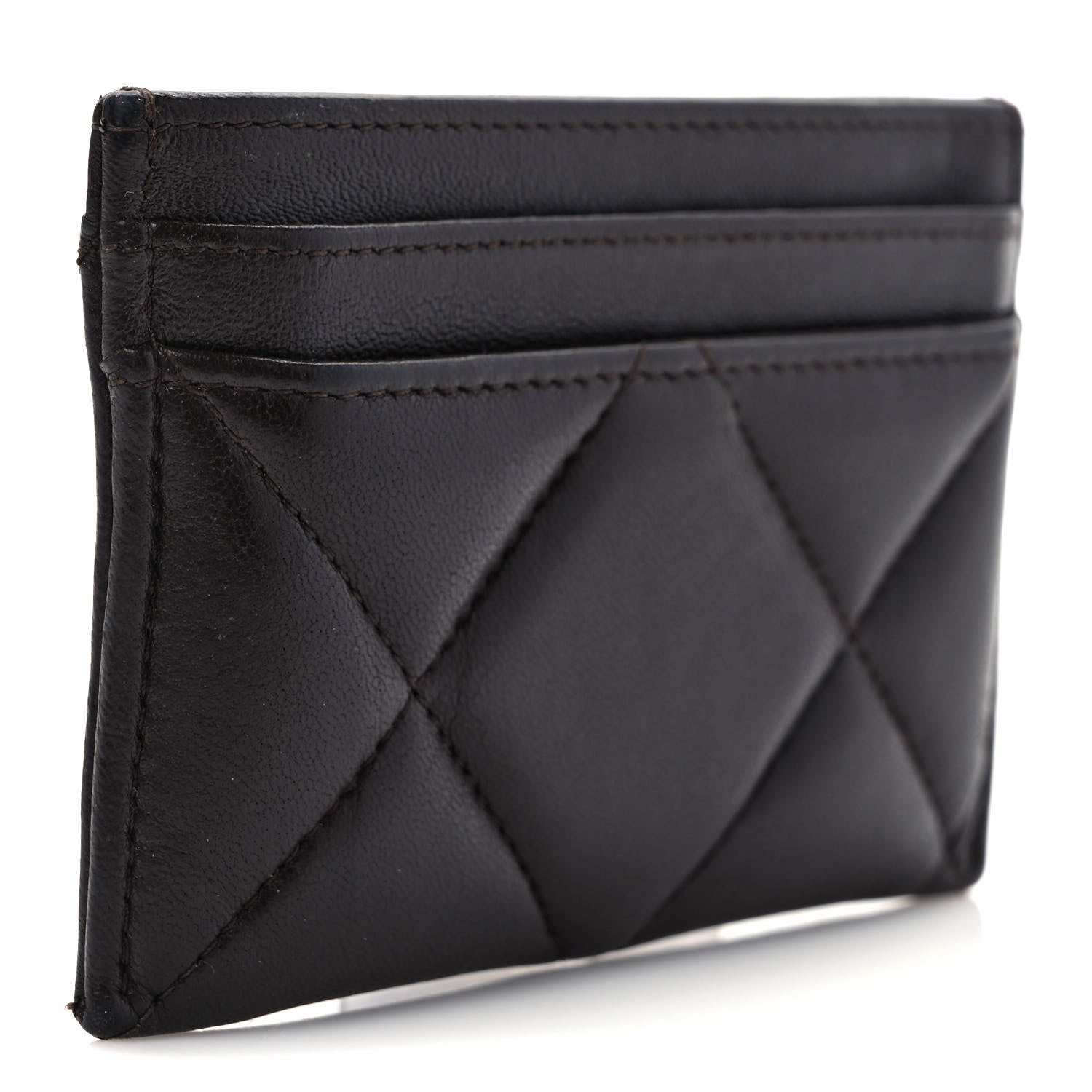 Chanel Lambskin Quilted Chanel 19 Card Holder Dark Brown 4 of 7