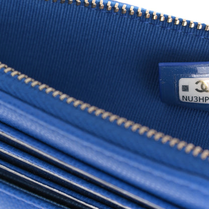 Chanel Caviar Quilted Zip Card Holder Wallet Blue 7 of 9