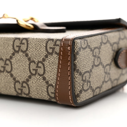 Gucci GG Supreme Monogram Mini Horsebit 1955 Shoulder Bag Beige Brown Sugar 10 of 14