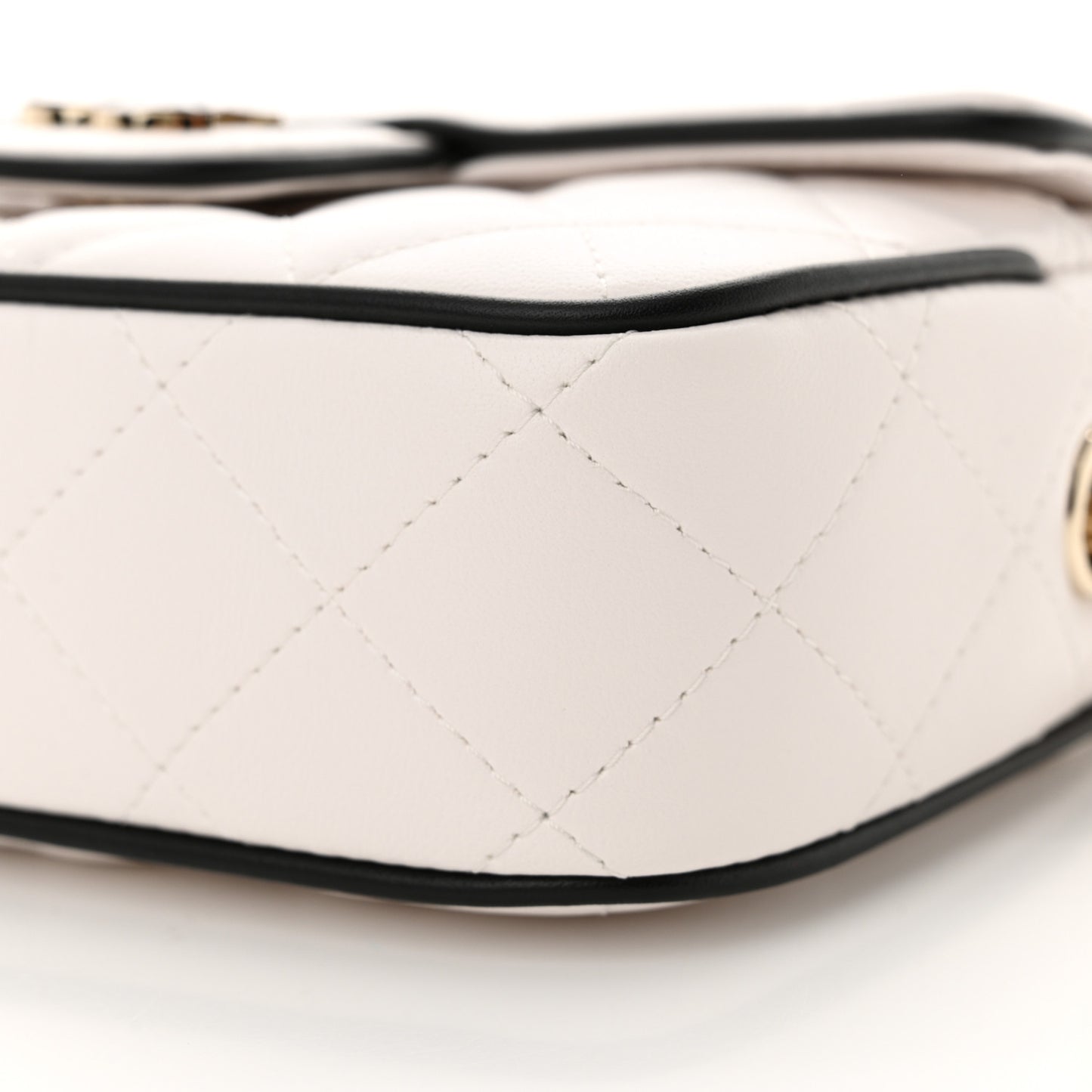 Lambskin Quilted Small Camera Case White Black