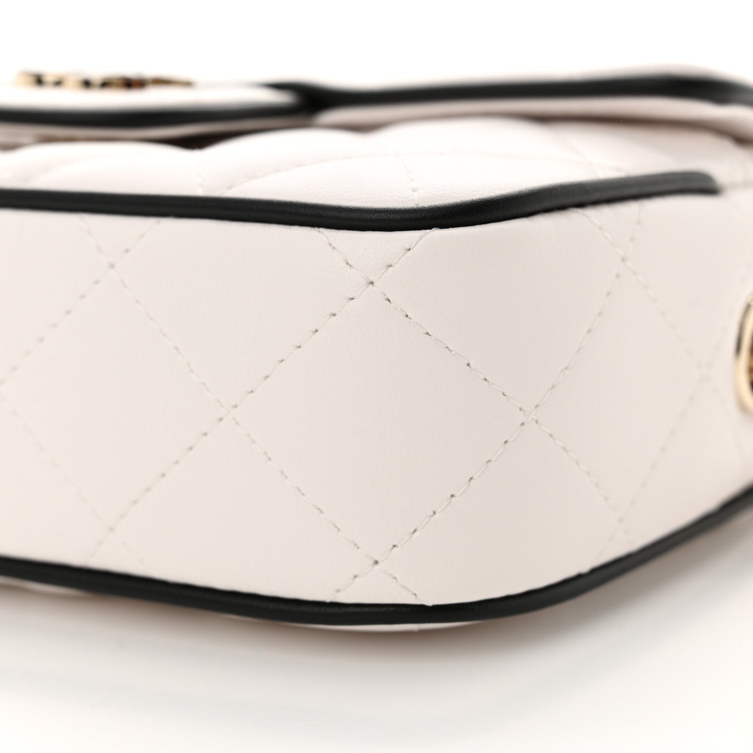 Chanel Lambskin Quilted Small Camera Case White Black 9 of 11