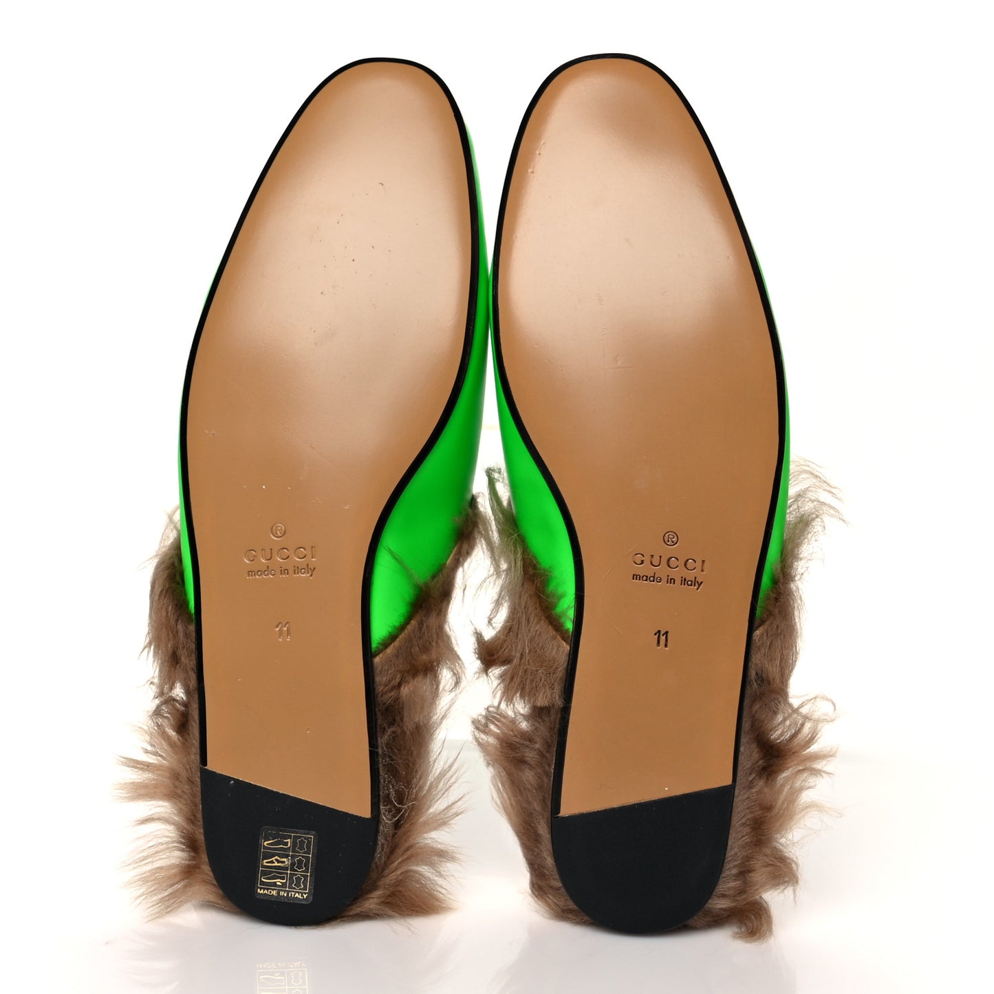 Calfskin Fur Mens Princetown Slippers 11 Fluorescent Green