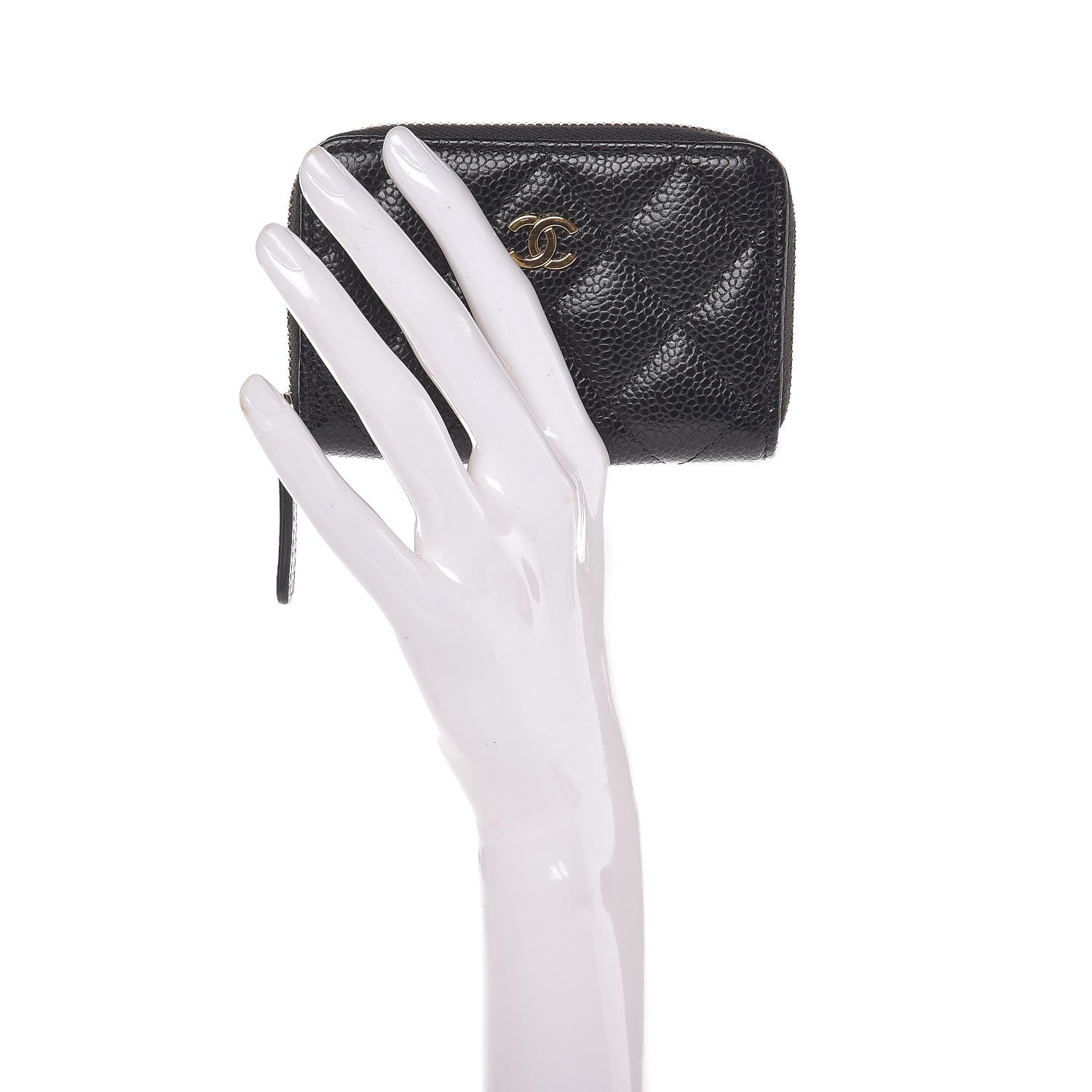 Chanel Caviar Quilted Zip Coin Purse Black 2 of 8