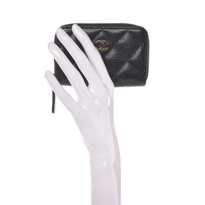 Chanel Caviar Quilted Zip Coin Purse Black 2 of 8