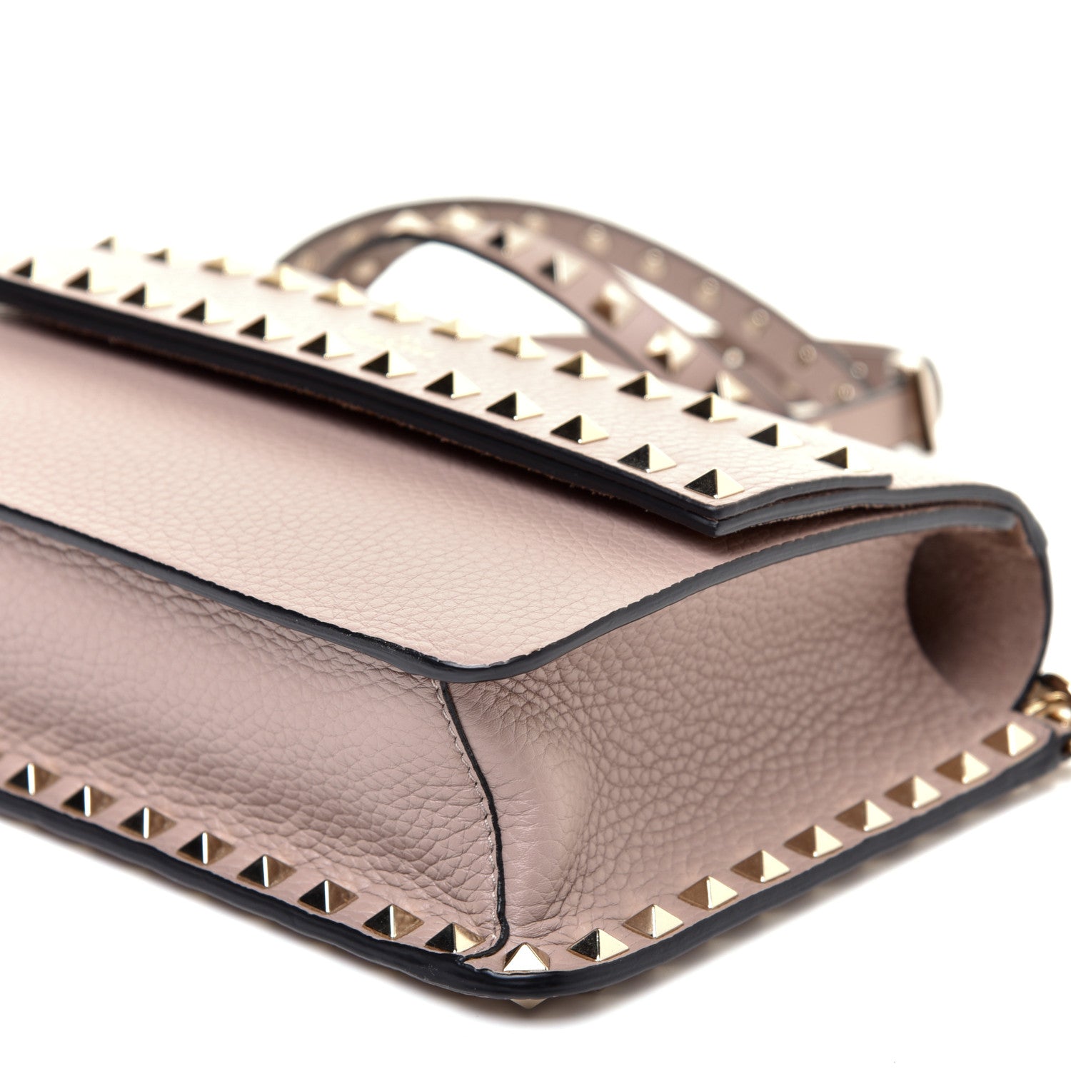 Valentino Garavani Pebbled Calfskin Rockstud Side Slip Crossbody Poudre 7 of 9