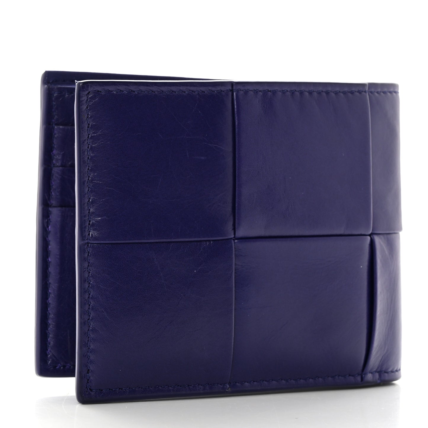 Calfskin Maxi Intrecciato Bi-Fold Wallet Plum