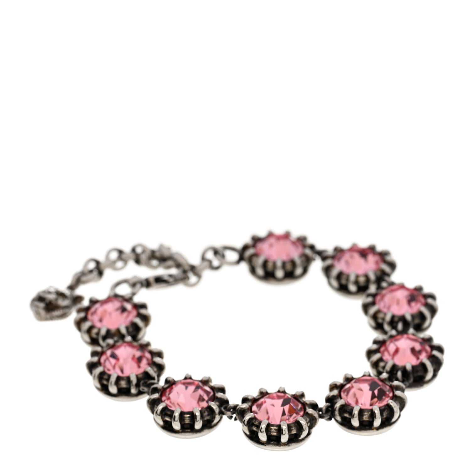 Gucci Crystal Metal Feline Bracelet Silver Pink 1 of 5