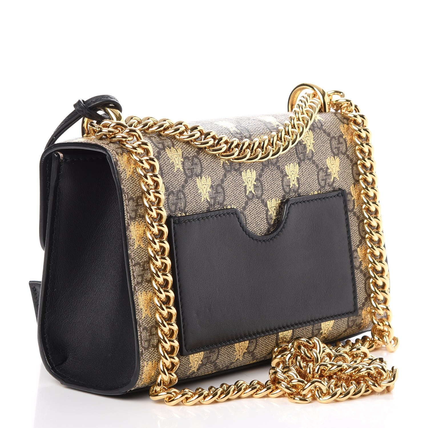 Gucci GG Supreme Monogram Bees Small Padlock Shoulder Bag Black 3 of 10