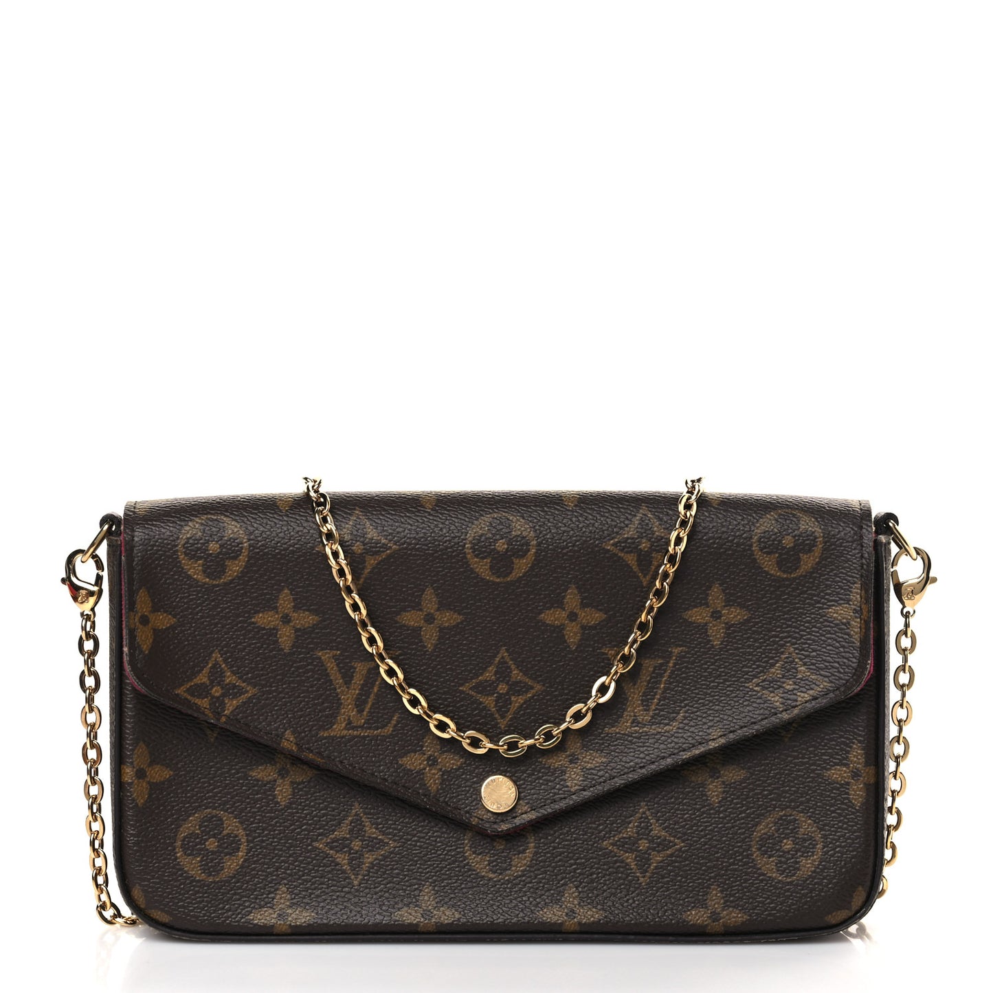 Monogram Pochette Felicie Chain Wallet Fuchsia