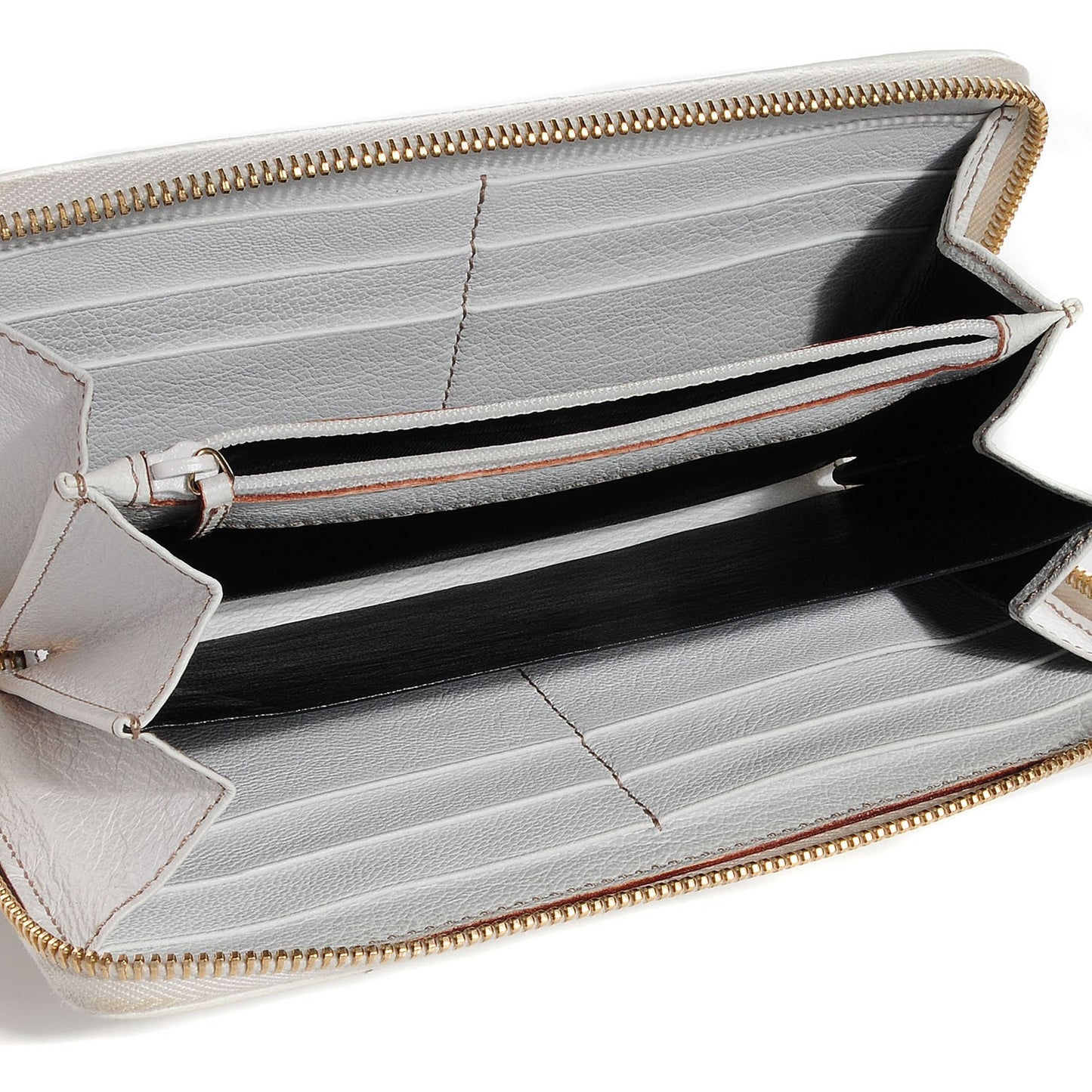 Calfskin Capri Zip Around Wallet White