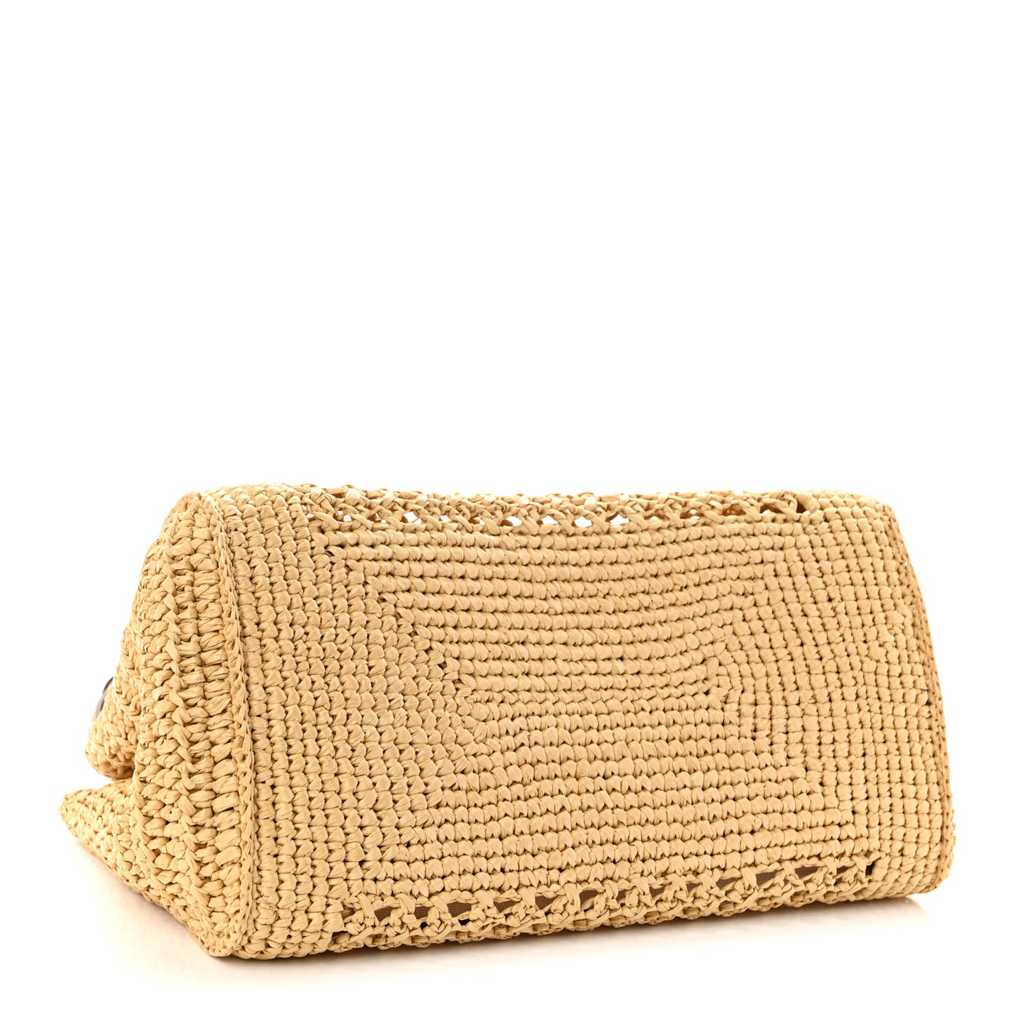 Raffia Crochet Woven Tote Bag Beige