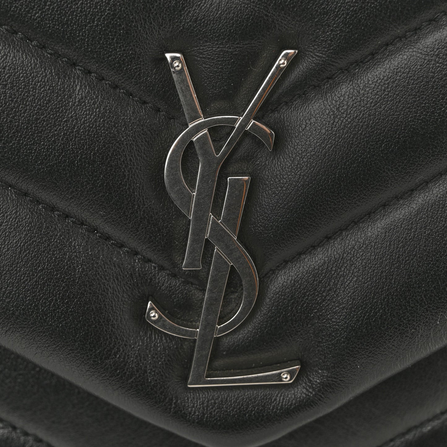 Calfskin Y Quilted Monogram Small Loulou Chain Satchel Black
