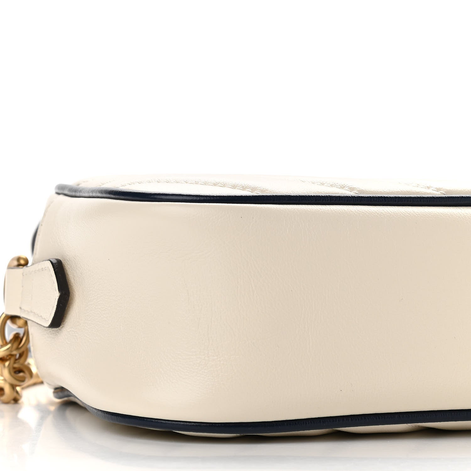 Gucci Vintage Effect Calfskin Matelasse Diagonal Small Torchon GG Marmont Chain Shoulder Bag Mystic White Blue Agata 9 of 10