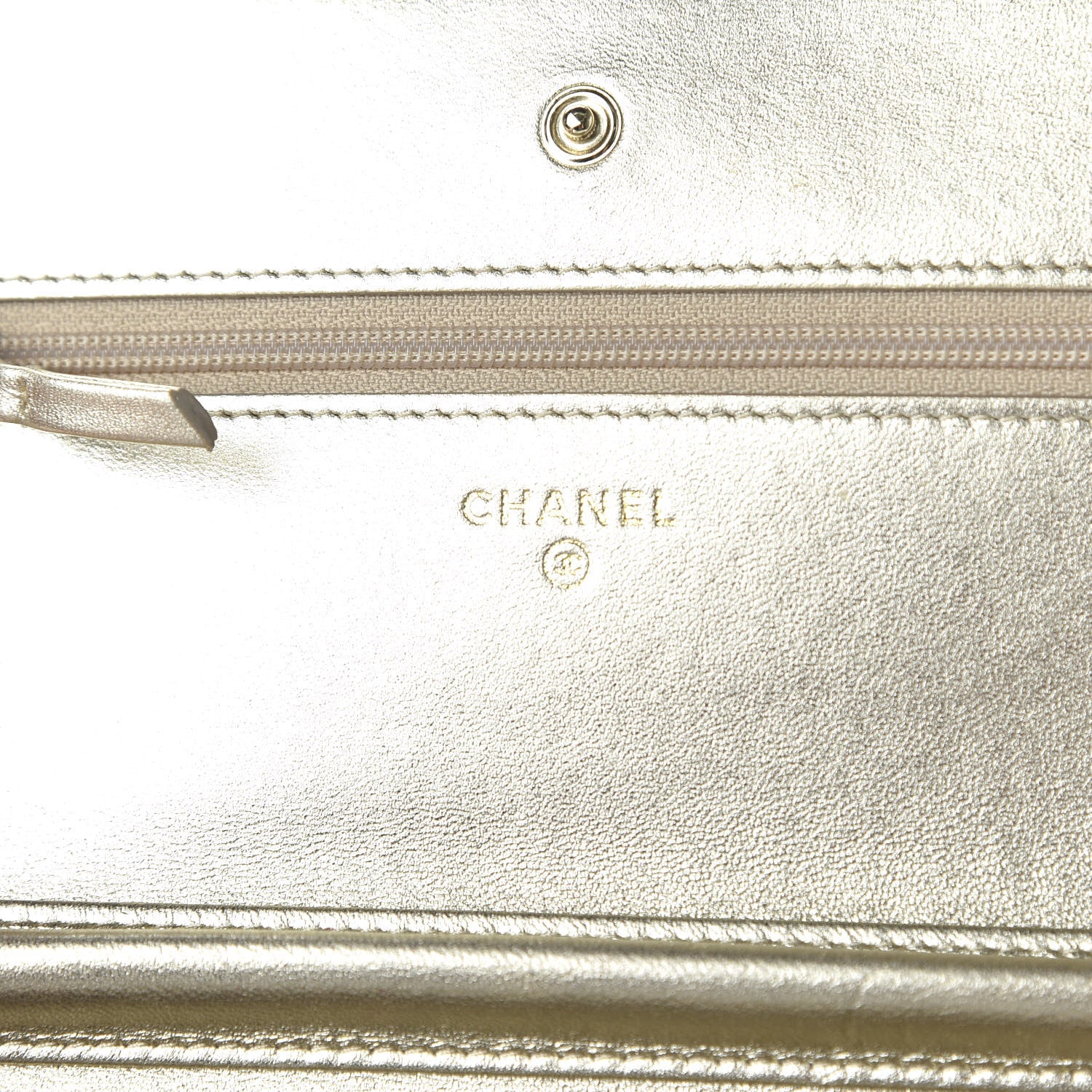 Chanel Metallic Lambskin Quilted Wallet On Chain WOC Gold 8 of 12