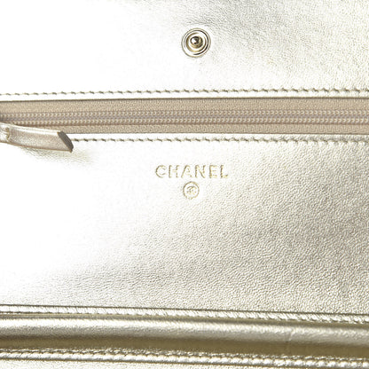 Chanel Metallic Lambskin Quilted Wallet On Chain WOC Gold 8 of 12