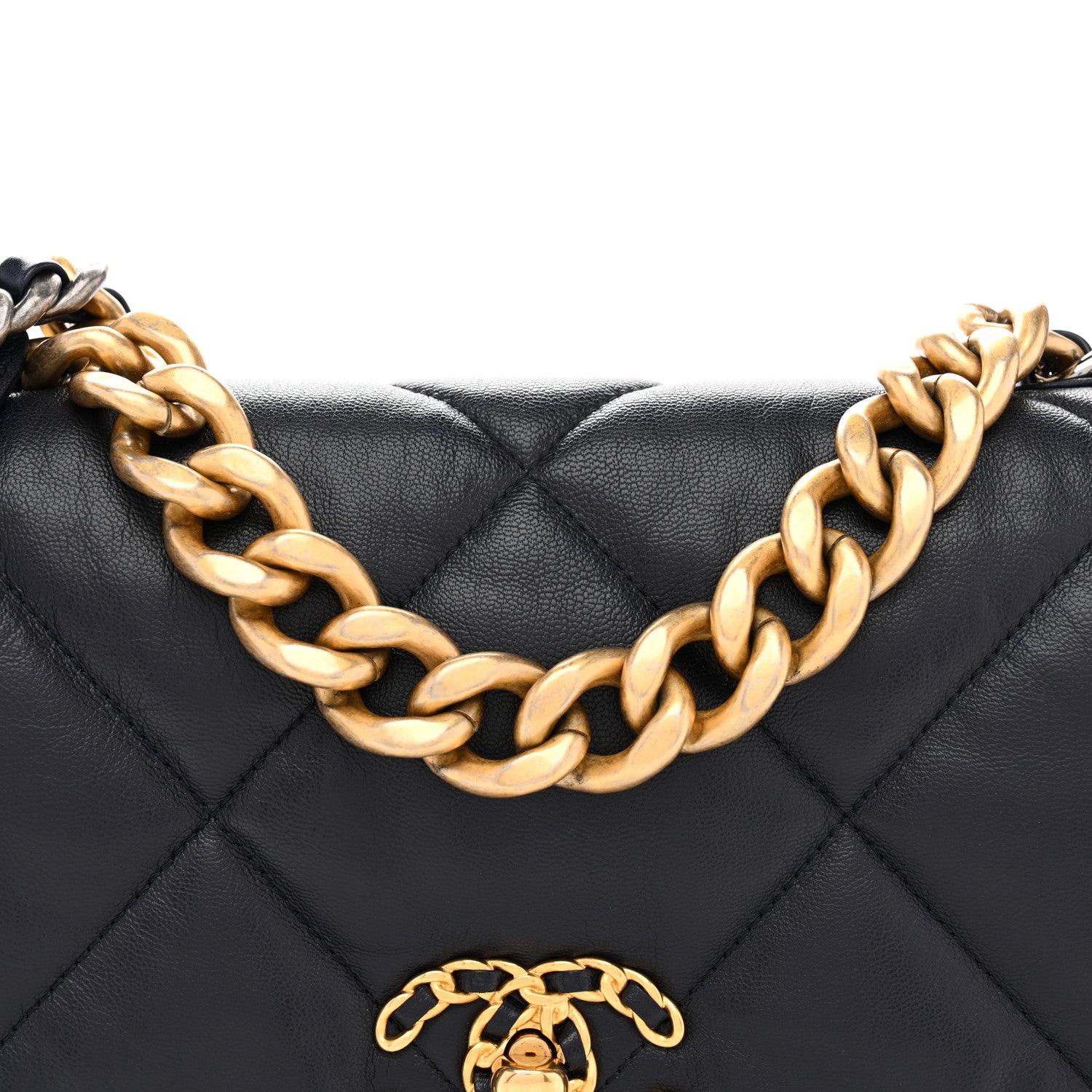 Chanel Goatskin Quilted Large Chanel 19 Flap Navy Blue 8 of 10