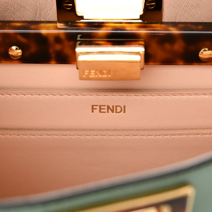 Fendi Vitello Seta Shiny Nappa Plexiglass Small Peekaboo I SEE U Satchel Menta Light Rose 7 of 11