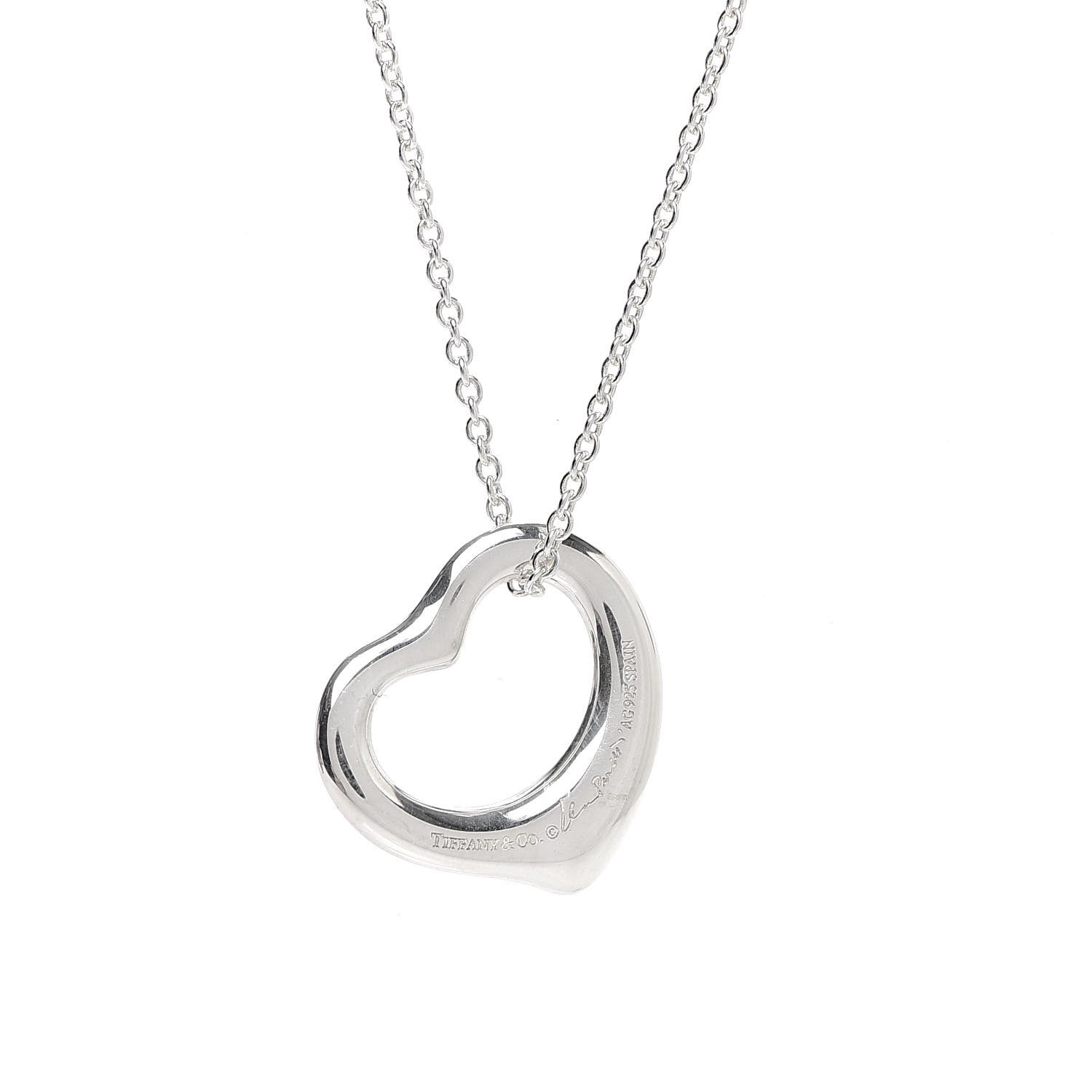 Tiffany Sterling Silver 16mm Elsa Peretti Open Heart Pendant Necklace 5 of 5