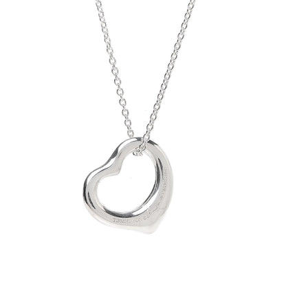 Tiffany Sterling Silver 16mm Elsa Peretti Open Heart Pendant Necklace 5 of 5