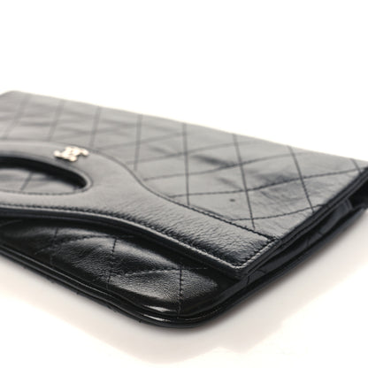 Chanel Shiny Crumpled Calfskin Large 31 Pouch Black 9 of 9
