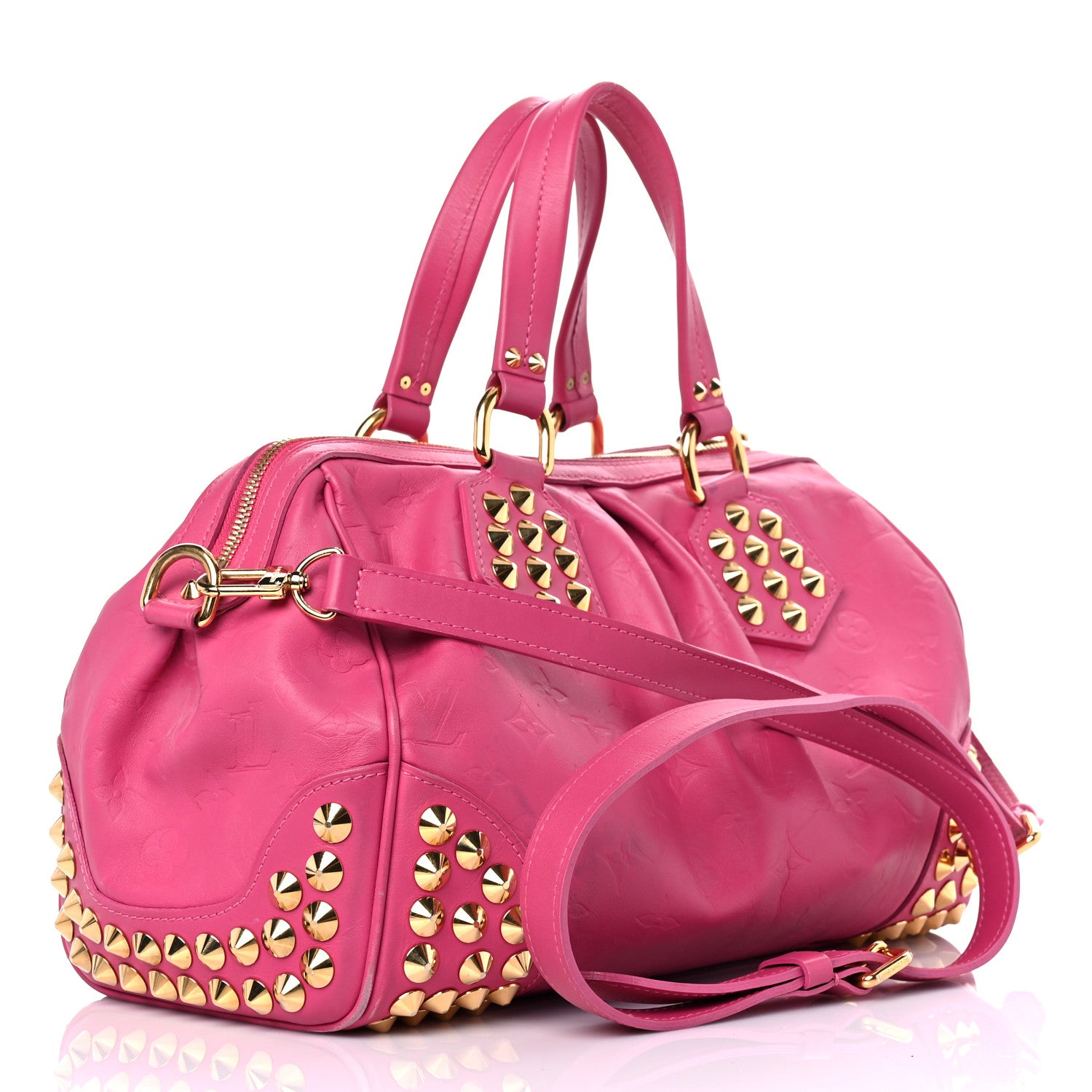 Louis Vuitton Calfskin Embossed Courtney MM Fuchsia 3 of 30