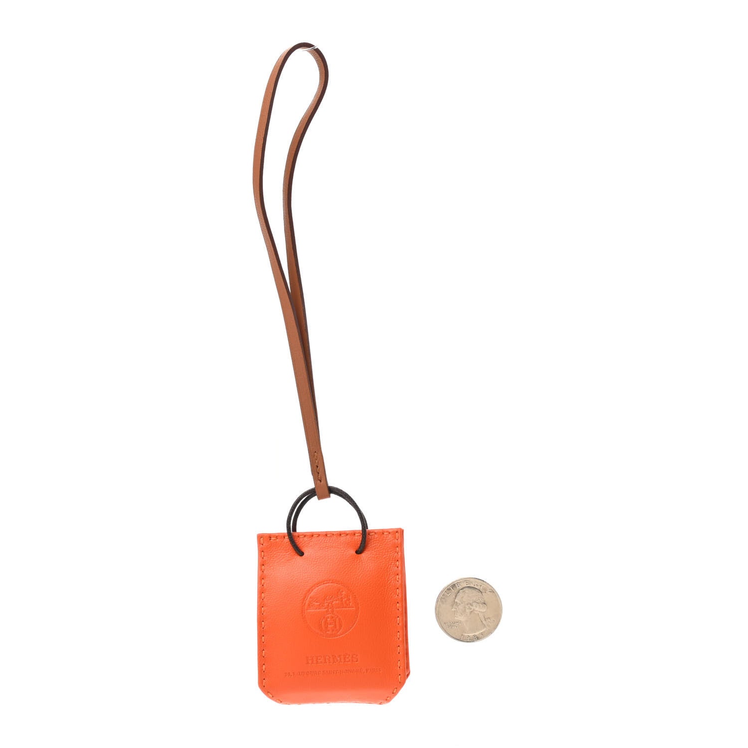 Hermes Milo Lambskin Swift Shopping Bag Charm Feu Gold 2 of 4