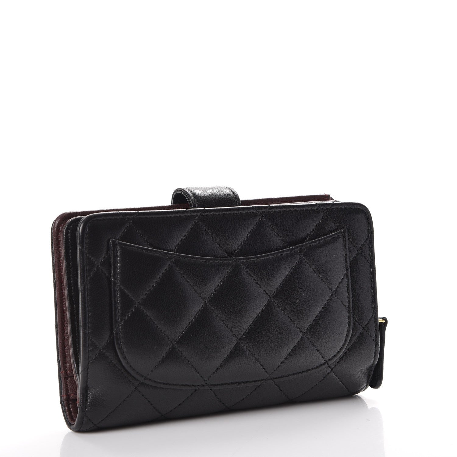 Chanel Lambskin Quilted Zipped Pocket Wallet Black 3 of 10