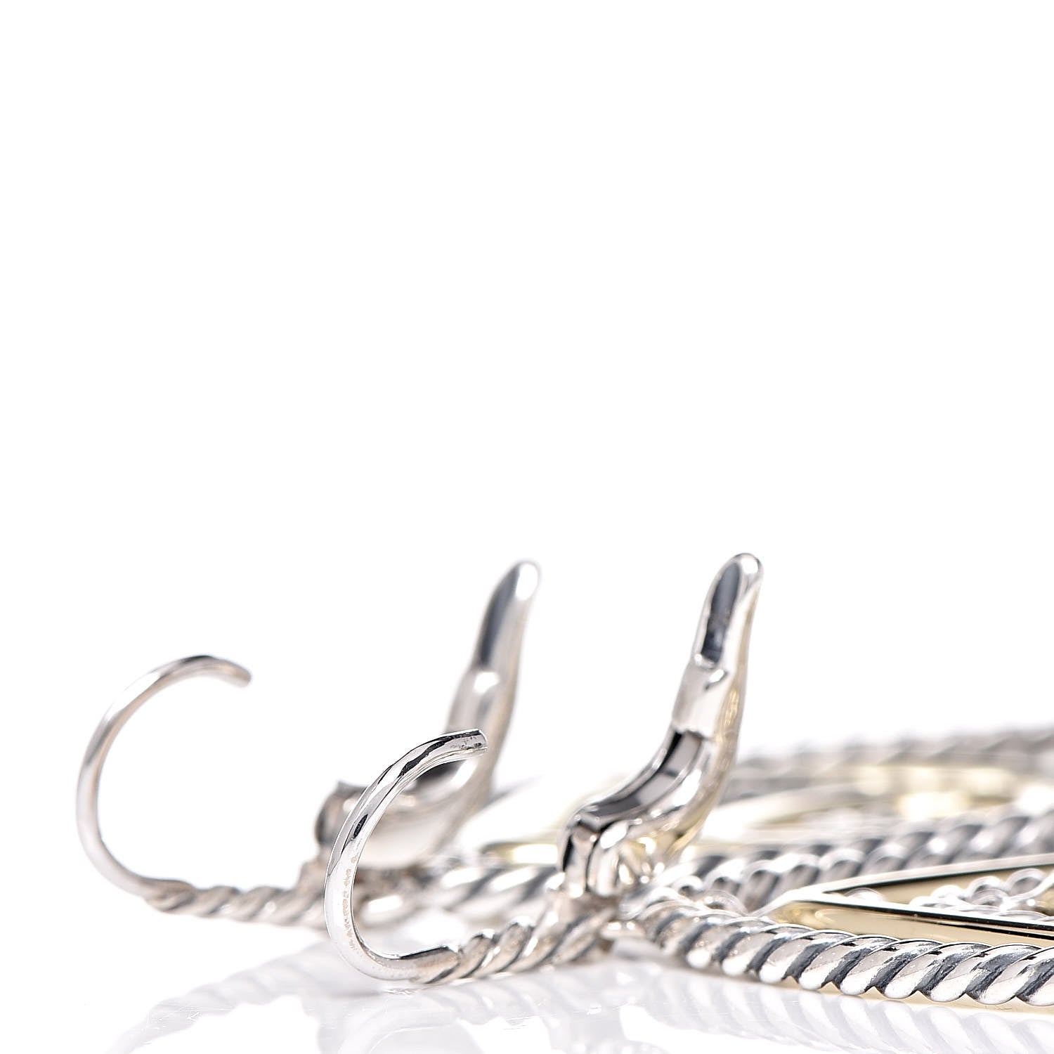 David Yurman Sterling Silver 14K Yellow Gold Mobile Drop Earrings 3 of 4