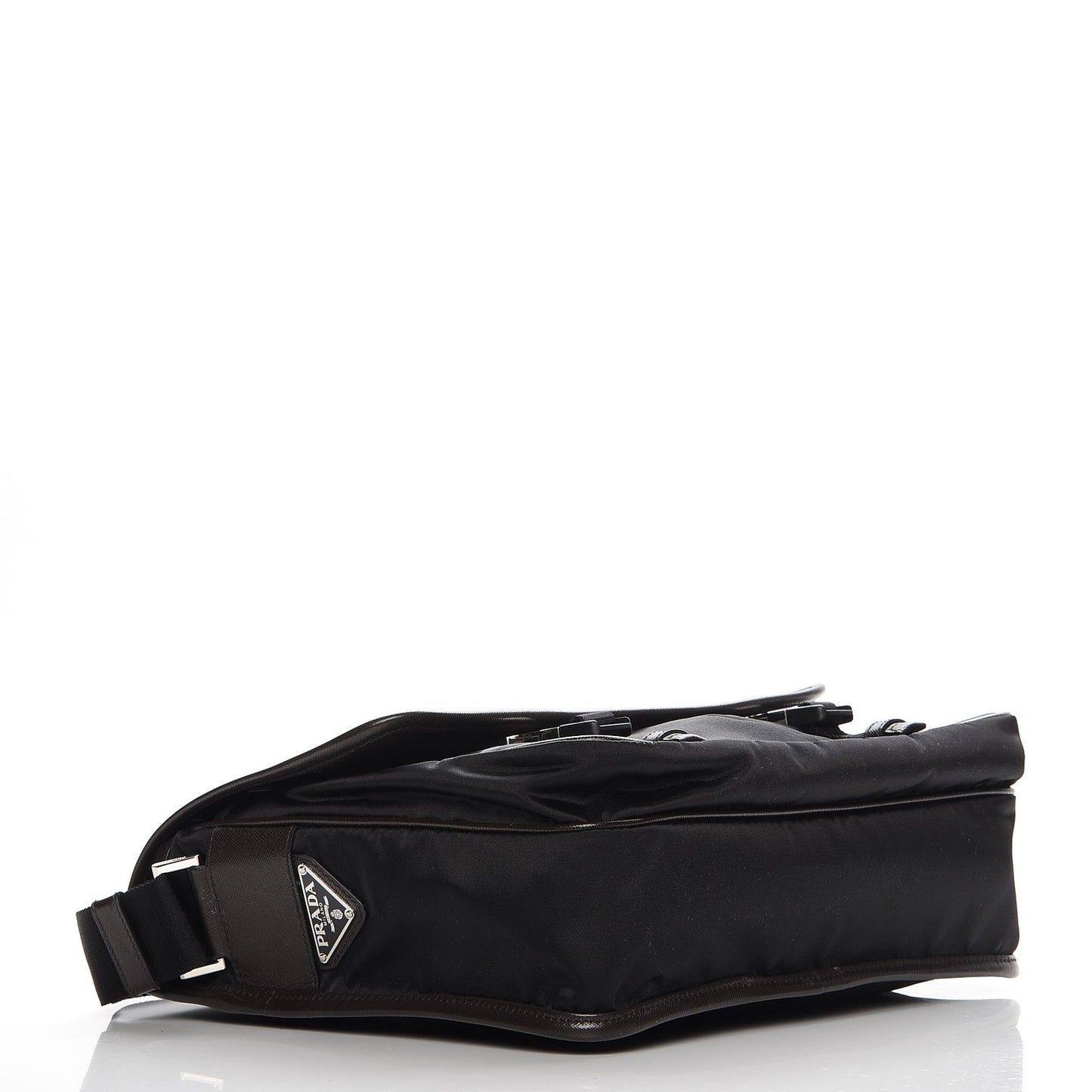 Tessuto Nylon Saffiano Logo Messenger Bag Black