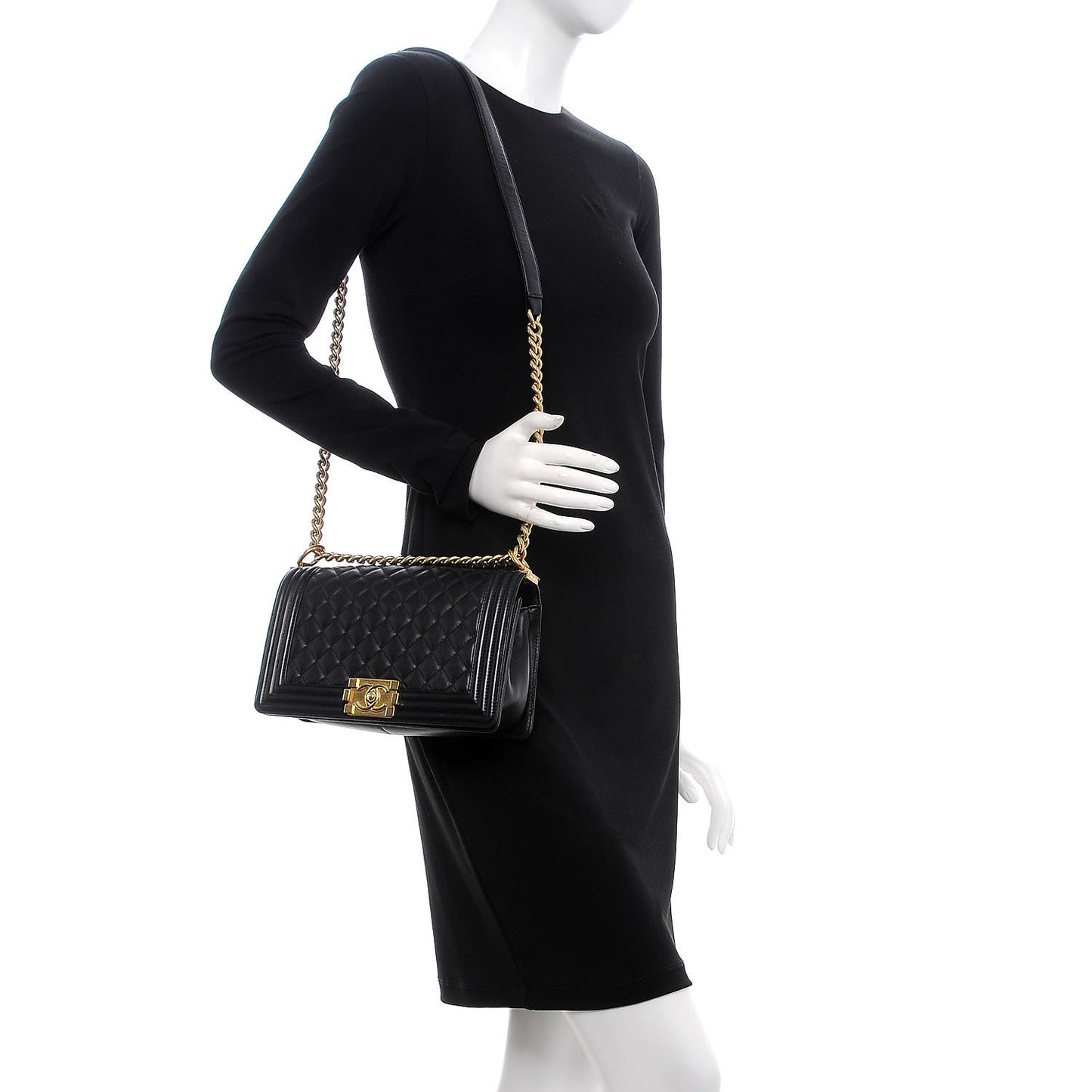 Lambskin Quilted Medium Boy Flap Black