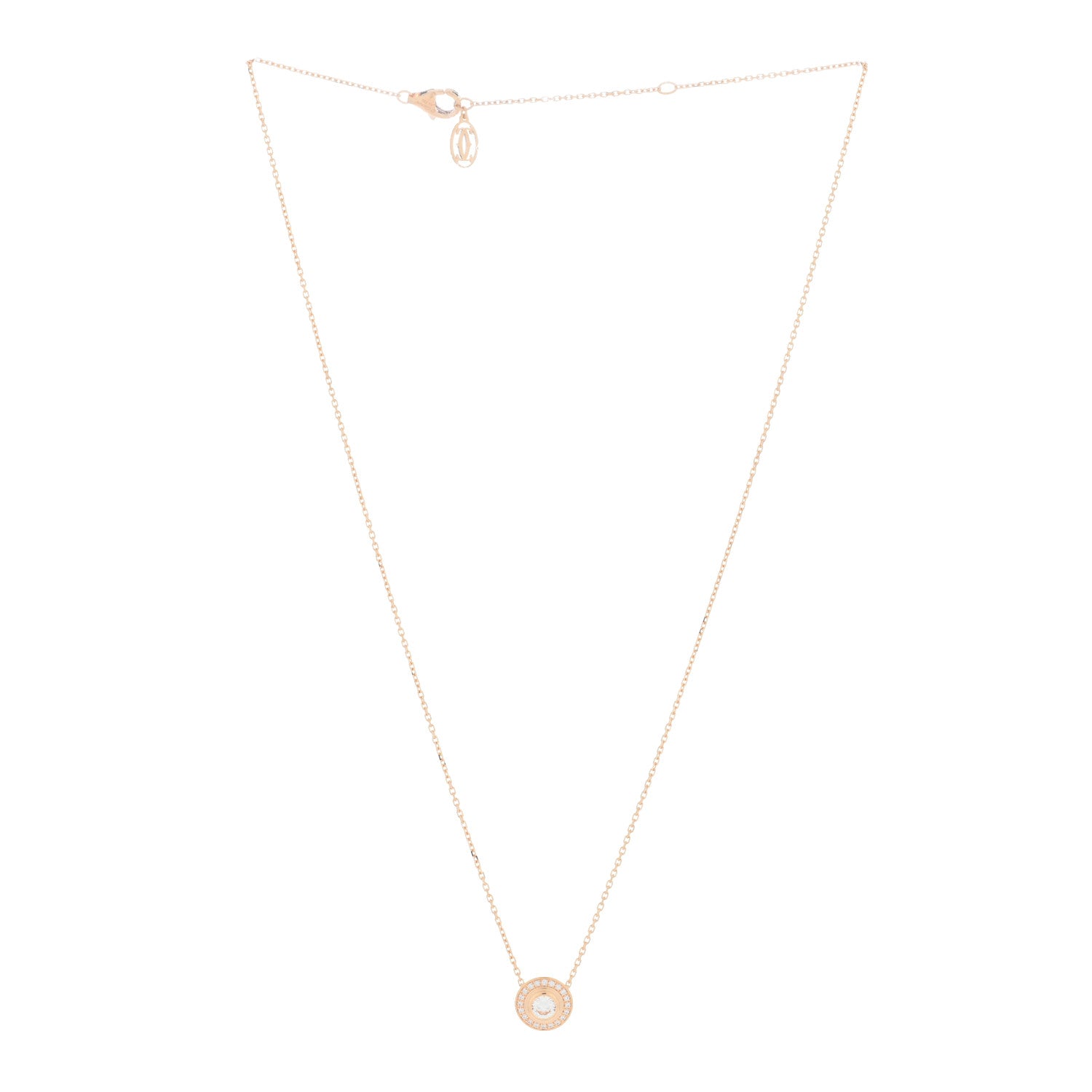 Cartier 18K Pink Gold Diamond .20ct D'Amour Pave Necklace 2 of 4