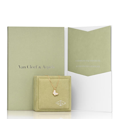 Van Cleef & Arpels 18K Yellow Gold Mother of Pearl Sweet Alhambra Butterfly Pendant Necklace 4 of 4