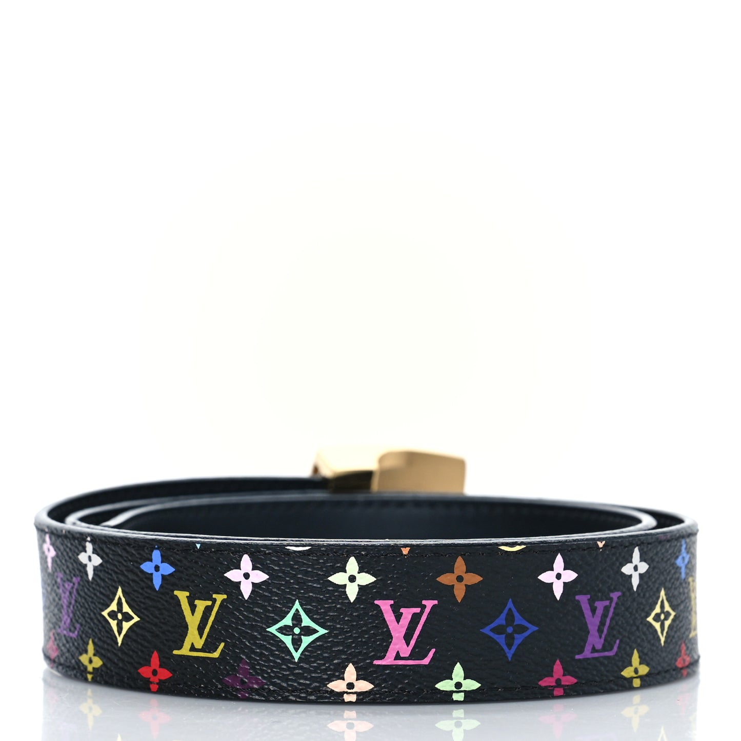 Monogram Multicolor LV Cut Reversible Belt 80 32 Black