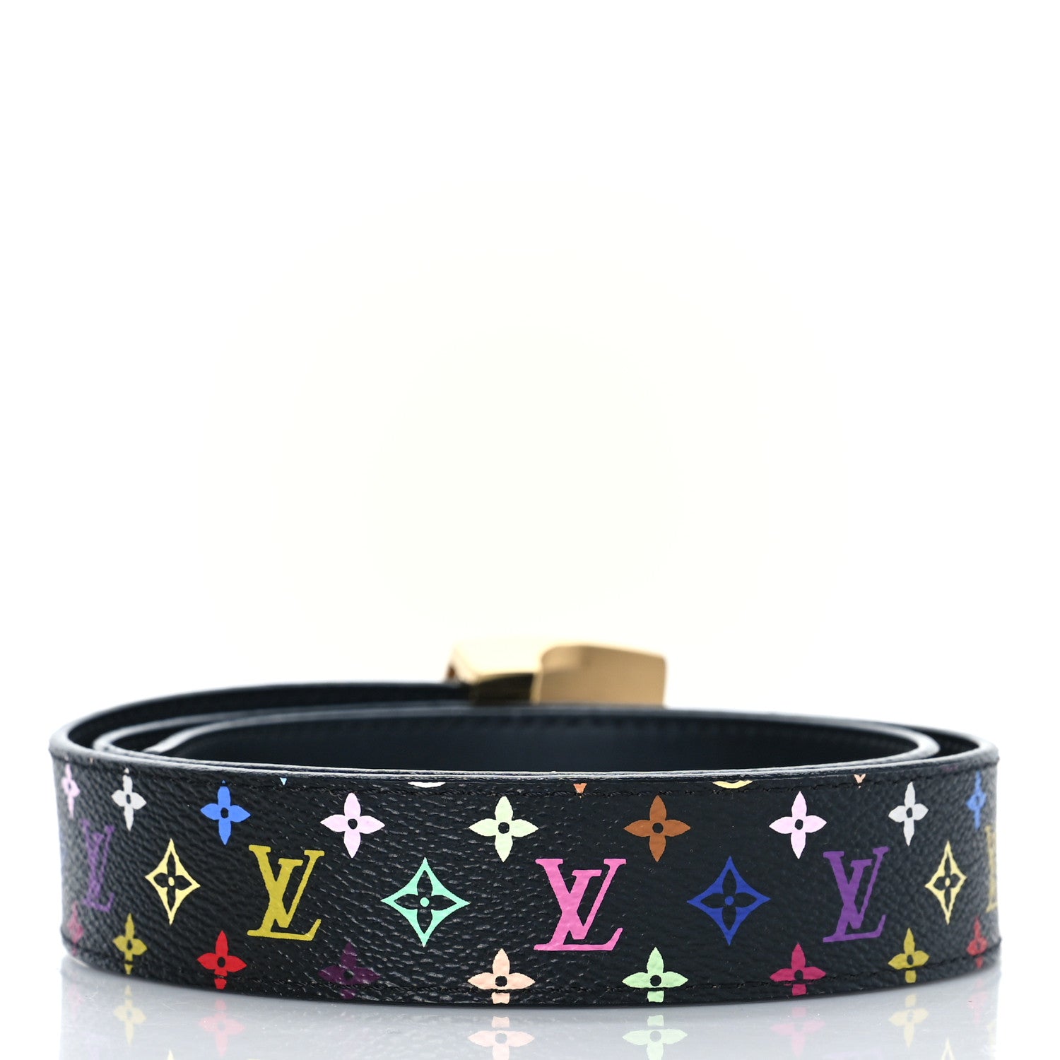 Louis Vuitton Monogram Multicolor LV Cut Reversible Belt 80 32 Black 2 of 5